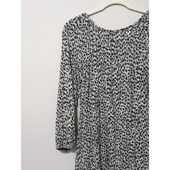 MICHAEL Michael Kors Peasant Blouse Leopard Print Black Women's Size L Shirt - Picture 9 of 9